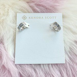 Silver Jack Charcoal Gray Crystal Huggie Earrings